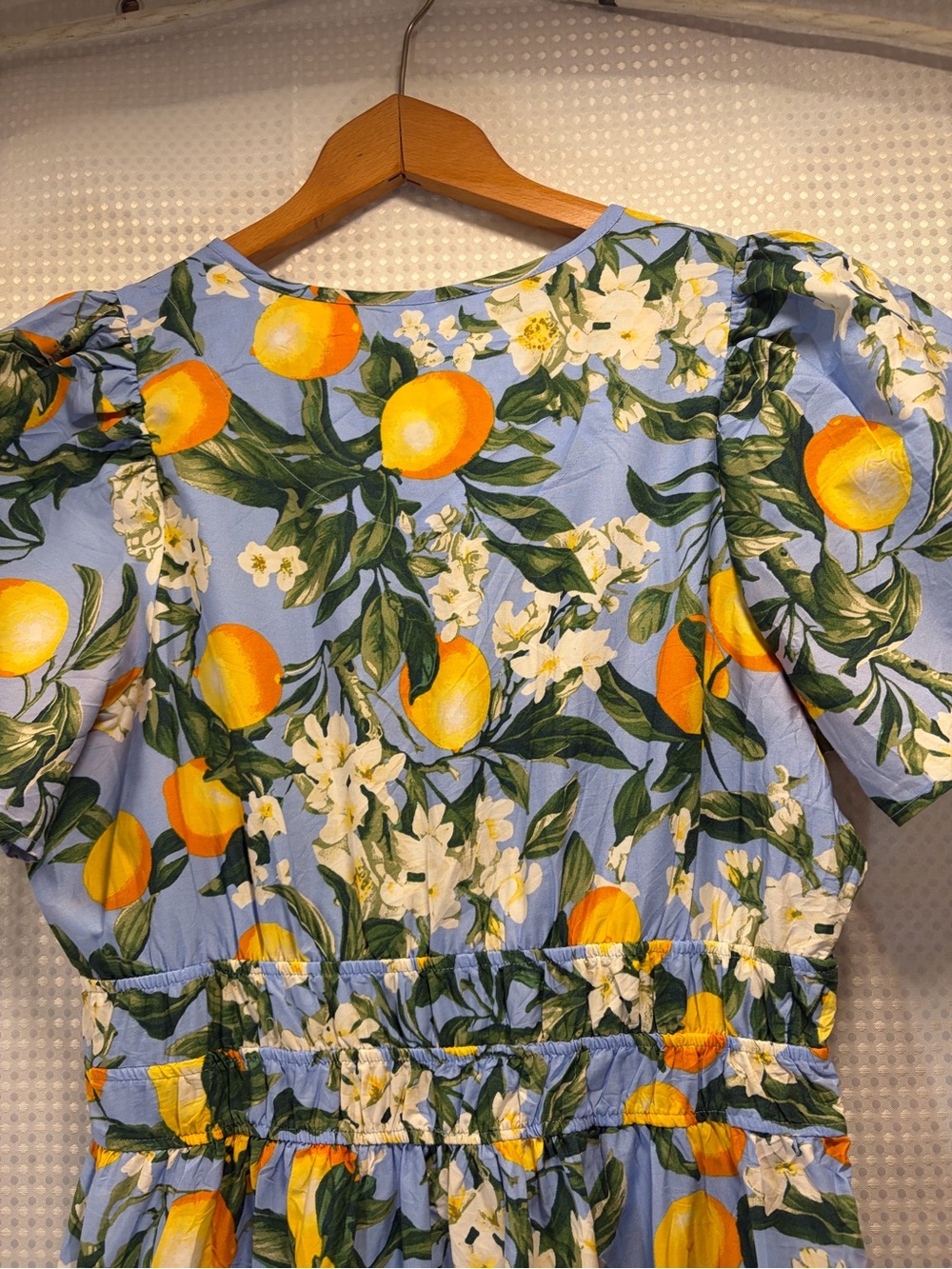 Anthropologie Blue Lemon-Print Button midi dress - Picture 6 of 12
